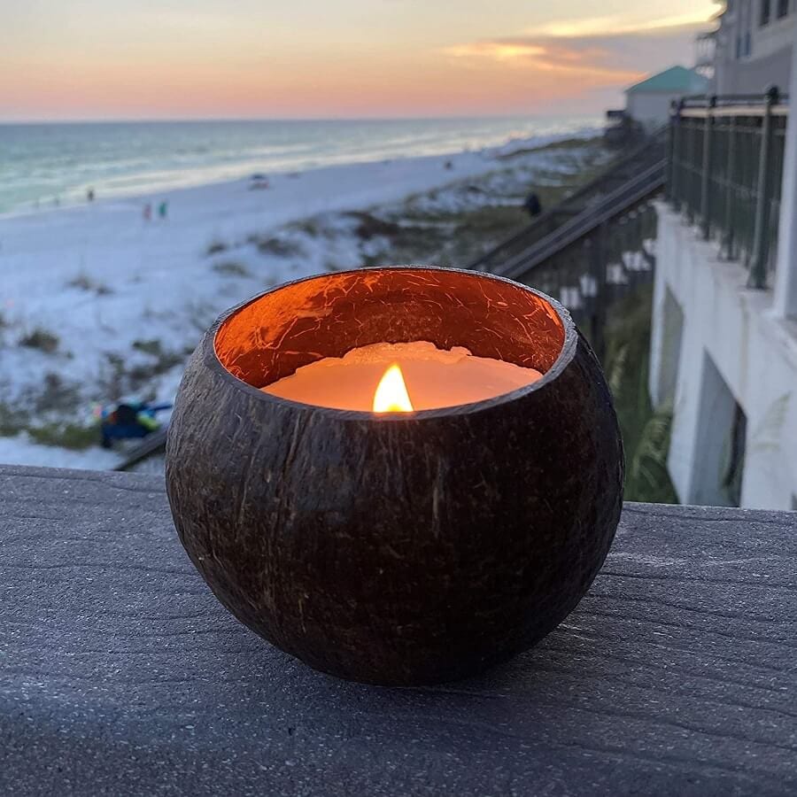 Coconut Bowl Candle with Wooden Wick is a great gift idea to help someone imagine they are in a tropical island and relax